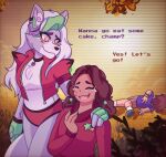  anthro blush cassie_(fnaf) clothed clothing collar eyes_closed female five_nights_at_freddy&#039;s five_nights_at_freddy&#039;s:_security_breach gregory_(fnaf) group hand_on_shoulder human leaf looking_at_another male mammal roxanne_wolf_(fnaf) scottgames skybiie steel_wool_studios trio 
