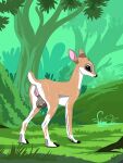  3:4 absurd_res anthro balls bambi bambi_(film) deer disney female forest forest_background genitals hi_res male mammal nature nature_background plant smile solo tree 