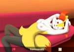  anthro blush braixen breasts commandg female furniture generation_6_pokemon looking_at_viewer lying nintendo nipples nude pokemon pokemon_(species) small_breasts sofa solo 