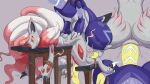  16:9 anthro anus blue_body bodily_fluids claws duo female female_penetrated finger_claws fur future_pokemon generation_9_pokemon genitals hi_res hisuian_form hisuian_zoroark leash legendary_pokemon male male/female male_penetrating male_penetrating_female miraidon nintendo paradox_pokemon pata penetration penis pokemon pokemon_(species) pussy questionable_consent red_eyes regional_form_(pokemon) sex simple_background toe_claws vaginal vaginal_penetration white_body white_fur widescreen 