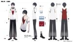  1boy absurdres arm_tattoo black_footwear black_hair black_pants black_wristband boots character_name collarbone color_guide copyright_name full_body hair_between_eyes headphones headphones_around_neck highres hood hoodie hoojiro multiple_views nijisanji official_art pants red_eyes red_shirt reference_sheet second-party_source shirt short_hair sleeveless sleeveless_hoodie sleeveless_shirt tachi-e tattoo virtual_youtuber white_hoodie wristband yumeoi_kakeru yumeoi_kakeru_(1st_costume) 