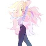  1girl arm_behind_back black_eyes blue_eyes extra_eyes frenchfrycoolguy gem grin long_hair looking_at_viewer parted_bangs rainbow_quartz see-through smile solo steven_universe very_long_hair 