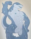  absurd_res aitch anthro digital_media_(artwork) fish flexing hi_res latex male marine nude shark simple_background slit solo tail 