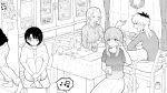  1boy 5girls beer_can black_hair black_shirt cabinet can cellphone chair closed_eyes collared_shirt controller cup curtains greyscale highres holding holding_can holding_cup hood hoodie indoors ishida_shouya juice koe_no_katachi long_hair looking_at_viewer monochrome mother_and_daughter mother_and_son multiple_girls musical_note nishimiya_shouko nishimiya_yaeko nishimiya_yuzuru open_mouth pants phone reverse_trap shirt short_hair short_sleeves sitting skirt smile socks spiked_hair spoken_musical_note striped striped_shirt table tozawa_(shibungi_21) vertical-striped_shirt vertical_stripes walking 
