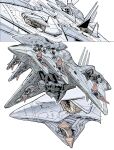  close-up highres multiple_views no_humans science_fiction seikai_no_senki spacecraft turret vehicle_focus white_background yonemura_kouichirou 