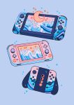  absurdres blue_background crescent_moon full_moon gibbous_moon half_moon handheld_game_console highres meyoco moon moon_phases nintendo_switch nintendo_switch_lite no_humans original simple_background waves 