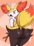  absurd_res anus big_butt braixen butt canid canine female female_anthro fox fur generation_6_pokemon genitals hi_res humanoid looking_back mammal multicolored_tail nintendo pokemon pokemon_(species) presenting presenting_anus presenting_hindquarters presenting_pussy pussy rear_view solo tail yellow_body yellow_fur zerrymon 