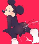  after_sex anus blush bodily_fluids bubblecat clothing cum cum_in_ass cum_inside disney erection footwear footwear_only genital_fluids genitals hi_res kneeling looking_back male mammal mickey_mouse mostly_nude mouse murid murine nude penis rodent socks socks_only solo sweat tail 