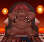  absurd_res anthro bowser chair crumbling duo feet fire fireball furniture furniture_transformation hi_res human koopa lava male mammal mario mario_bros nintendo overweight overweight_male paphvul petrification scalie screaming sculpture silent_screaming smoke_from_nose statue throne throne_room transformation 