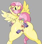  anthro breasts butt cupic equid equine female floating_hands fluttershy_(mlp) friendship_is_magic genitals hair hasbro hi_res horse mammal my_little_pony pink_hair pussy solo spread_butt spread_pussy spreading thick_thighs wings 