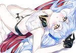  1girl arm_up armpits bare_legs bare_shoulders barefoot black_gloves blue_hair blush cape clothed_masturbation covered_nipples crop_top feet female_masturbation fingering flat_chest gloves gold_trim hair_between_eyes hair_ornament half_gloves hoshino_ruri kidou_senkan_nadesico light_blue_hair long_hair looking_at_viewer lying masturbation masturbation_through_clothes microskirt midriff navel niko_(tama) on_back open_mouth panties petite pussy_juice red_cape shirt simple_background skirt sleeveless solo sweat thighs twintails underwear very_long_hair white_background white_panties white_shirt yellow_eyes 