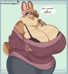  absurd_res anthro between_breasts big_breasts bra breasts cleavage clothed clothing female hazel_(shakotanbunny) hi_res huge_breasts kebadraws lagomorph leporid mammal mature_female rabbit solo thick_thighs underwear 