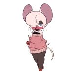 2021 anthro blue_eyes breath clothing collar footwear fur hair half-closed_eyes high_heels looking_at_viewer male mammal mask mouse murid murine narrowed_eyes pink_body pink_fur purse rodent simple_background solo tail vono white_background 