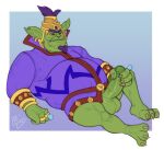  activision anthro balls barefoot belly big_penis crash_bandicoot_(series) crash_team_racing_(series) crash_team_racing_nitro-fueled emperor_velo_xxvii feet genitals hi_res humanoid leelikessmut male masturbation orc penis solo thick_thighs 