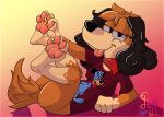  absurd_res anthro aroused_smile bottomles bottomless bottomless_female breasts canid canine canis clothed clothing domestic_dog female hanna-barbera hi_res huckleberry_hound jelly_renatoons lobofeo mammal pawpads paws raised_tail shirt solo tail the_huckleberry_hound_show topwear 
