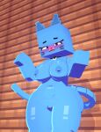  3d_(artwork) anthro big_breasts blue_body blue_fur blush breasts butt cartoon_network coresvoid digital_media_(artwork) domestic_cat felid feline felis female fur genitals hi_res looking_at_viewer mammal mature_female microsoft mine-imator minecraft mojang nicole_watterson nipples nude pussy simple_background solo tail the_amazing_world_of_gumball thick_thighs xbox_game_studios 