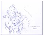  2005 anthro chip_&#039;n_dale_rescue_rangers chip_(disney) chipmunk chris_fischer clothing disney duo embrace eyes_closed female fur gadget_hackwrench ground_squirrel hair hug long_hair male male/female mammal monochrome mouse murid murine rodent sciurid short_tail tail 