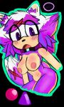  anthro areola big_breasts black_background blush blush_lines breasts choker eyelashes fan_character female fur head_tuft jewelry mawstrife necklace nipples nude open_mouth pink_areola pink_nipples purple_body purple_eyes purple_fur sega simple_background solo sonic_the_hedgehog_(series) tan_body tan_fur thick_thighs tuft white_body white_fur wide_hips 