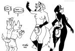  2022 anthro armor black_and_white breasts canid canine clothed clothing constance_dugal_(tegerio) dialogue english_text female fennec fox fur furgonomics grin group hair headgear helmet looking_back mammal mephitid monochrome nipples nude open_mouth pith_helmet red_fox skunk smile tail_through_skirt tegerio text topless whiskers zandar&#039;s_saga zandar_skonk 