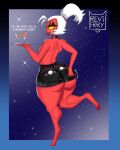  absurd_res big_butt bottomwear butt clothed clothing hair helluva_boss hi_res holding_butt humanoid moxxie_(helluva_boss) red_body red_skin revifrry skirt topless white_hair 