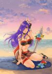  1girl beach bikini bikini_skirt black_bikini black_gloves blue_flower breasts bryminoru cleavage cloud collarbone commentary_request dated fingernails fire_emblem fire_emblem:_three_houses fire_emblem_heroes fire_emblem_warriors:_three_hopes floating_hair flower gloves hair_flower hair_ornament hair_over_one_eye large_breasts looking_at_viewer navel ocean official_alternate_costume one_eye_covered outdoors pink_flower planted planted_sword purple_eyes purple_hair red_flower sand sandals see-through see-through_skirt shez_(female)_(fire_emblem) shez_(female)_(summer)_(fire_emblem) shez_(fire_emblem) single_glove sitting skirt sky smile solo stomach swimsuit sword teeth toes upper_teeth_only water weapon yellow_flower 