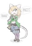 absurd_res anthro blonde_hair clothed clothing english_text female green_eyes hair hi_res knife mammal melee_weapon mouse mttbsmn murid murine open_mouth rodent solo text thief weapon 
