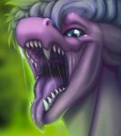  anthro blue_eyes bodily_fluids dragon drooling hair hi_res male mouth_shot olexafox open_mouth purple_body purple_hair saliva sharp_teeth solo teeth tongue vore zoham 