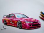  art_tools_in_frame artist_name colored_pencil colored_pencil_(medium) english_commentary flame_print instagram_username luis_felipe nissan_s14_silvia nissan_silvia no_humans pencil shadow spoiler_(automobile) the_fast_and_the_furious the_fast_and_the_furious_1 traditional_media vehicle_focus white_background 
