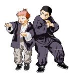  2boys aged_down alternate_hairstyle beads black_hair blush_stickers buzz_cut child happy itadori_yuuji jujutsu_kaisen looking_ahead looking_at_another male_focus multiple_boys nandemotokasu own_hands_together prayer_beads short_hair smile toudou_aoi_(jujutsu_kaisen) undercut very_short_hair yaoi 