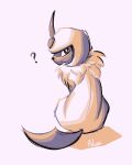  4:5 absol advos ambiguous_gender blue_body feral fur generation_3_pokemon hi_res looking_back nintendo pokemon pokemon_(species) quadruped question_mark rear_view shadow simple_background solo white_background white_body white_fur 