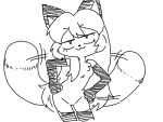  anthro averi_(fiddleafox) canid canine dipstick_tail female female_anthro fox fur gloves_(marking) hair leg_markings looking_at_viewer mammal markings monochrome socks_(marking) solo tail tail_markings tail_motion tailwag unknown_artist 