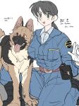 ambiguous_gender canid canine canis clothed clothing dayohiko domestic_dog duo female feral german_shepherd herding_dog hi_res human mammal pastoral_dog police_uniform uniform 