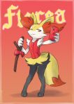  absurd_res ambiguous_gender anthro biped black_body braixen clothing fur generation_6_pokemon hi_res nintendo one_eye_closed orange_background orange_body orange_eyes orange_fur pokemon pokemon_(species) sealer4258 simple_background smile solo taking_selfie yellow_body yellow_fur 