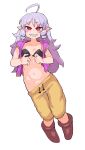  2023 ahoge black_bra black_clothing black_underwear bra clothed clothing female fingers footwear hair hi_res humanoid humanoid_pointy_ears interspecies_reviewers light_hair looking_at_viewer masha not_furry partially_clothed purple_hair teeth underwear 