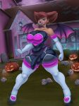  anthro big_breasts bone breasts bulge canid canine clothed clothing decor detailed_background detailed_bulge disney ear_piercing ear_ring female genitals goof_troop gynomorph hair halloween halloween_decoration hi_res holidays intersex jack-o&#039;-lantern looking_at_viewer mammal mature_anthro mature_female outside peg_pete penis piercing ring_piercing rock rouge_the_bat rouge_the_bat_outfit sega skull smile snao solo sonic_the_hedgehog_(series) spider_web thick_thighs tombstone wide_hips 