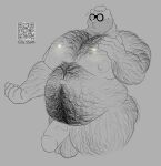  angus_delaney anthro bear big_muscles hairy hairy_belly hairy_pecs hi_res huge_muscles hyper hyper_muscles male male/male mammal muscular night_in_the_woods nipples pecs solo tute_bear 