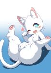  &lt;3 2023 4_toes anus arm_support blue_eyes blush blush_lines breasts busty_feral butt cute_fangs digital_media_(artwork) domestic_cat feet felid feline felis female feral fluffy fur genitals happy hi_res inner_ear_fluff kemono koorinezumi legs_up looking_at_viewer lying mammal on_back one_eye_closed open_mouth open_smile paw_pose pawpads paws pose pussy small_breasts smile smiling_at_viewer solo spread_legs spreading tail toes tongue tuft whiskers white_body white_fur wink 