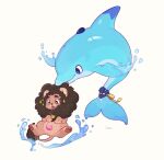  :o animal animal_focus animalization blue_eyes blue_skin colored_skin dolphin full_body highres hua_hua_de_meme lapis_lazuli_(steven_universe) lion mouth_hold pink_gemstone red_fur steven_quartz_universe steven_universe water white_background 