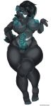  absurd_res anthro ball_joints balls bear big_breasts black_body black_fur blue_eyes breasts colored_nails curvy_figure fur genitals glowing glowing_eyes hair hand_on_hip hand_out herm herm(lore) hi_res intersex kandovanykocicka kayla(kandovanykocicka) knot lips lipstick looking_at_viewer machine makeup mammal markings multicolored_body nails neck_tuft nightwalker_(species) nipples one_eye_closed palm_up paws penis robot robotic_body shaded short_hair short_tail smile solo spiked_penis spikes spikes_(anatomy) stomach_mouth tail tall(lore) thick_thighs tuft wide_hips wink winking_at_viewer 