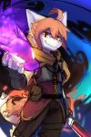  absurd_res anthro bottomwear brown_bottomwear brown_clothing brown_pants clothed clothing dragon duo fur furred_dragon glistening glistening_eyes grin hair hi_res holding_object holding_sword holding_weapon kutto kuttoyaki looking_at_viewer male melee_weapon narrowed_eyes orange_eyes orange_hair pants portrait simple_background smile standing sword three-quarter_portrait weapon white_body white_fur yellow_body yellow_fur 