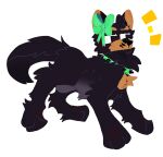  accessory alpha_channel ambiguous_gender black_body black_fur bow_ribbon brown_body brown_fur calzoone_(jamsire) canid canine canis collar coyote feral fluffy fur gradient_fur green_bow green_collar hair_accessory hair_bow hair_ribbon jamsire light_underbelly lineless mammal ribbons simple_background solo spiked_collar spikes transparent_background white_eyes 