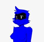  2022 alien anthro ape blood_monkey blue_body clothed clothing colored_sketch female feral fur haplorhine hi_res humor machine mammal nipples no_irises nude ounxh primate robot simple_background sketch solo topless topless_female white_eyes 