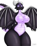  asthma_tan black_body black_scales breasts featureless_breasts female happy hi_res horn jean_(minecraft) microsoft minecraft mojang purple_eyes scales simple_background snout spikes tail white_background wings xbox_game_studios 