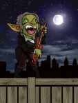  bunny75 city_skyline female goblin guitar hi_res humanoid light moonlight musical_instrument night plucked_string_instrument serenade singing solo string_instrument 