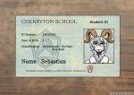  absurd_res anthro beastars bighorn_sheep blue_eyes bovid bust_portrait caprine clothed clothing colored crossdressing dall_sheep english_text fan_character fur girly hi_res horn id_card id_number identification insignia male mammal number portrait school_uniform sebastian_(greatlizardwizard) sheep smile solo student sunny_frostwolf text uniform white_body white_fur white_wool wool_(fur) 