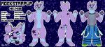  absurd_res anthro bleozone(artist) canid canine canis clothing domestic_dog fishnet fishnet_clothing fishnet_topwear footwear glowstick green_clothing green_footwear green_shoes hi_res male male/male mammal moonpuppy rave_pants rockstarpup shoes solo topwear 