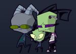  alien alien_humanoid antennae_(anatomy) clothed clothing english_text female green_body green_eyes grey_body group hand_holding hi_res horn humanoid hybrid invader_zim irken lard_nar_(invader_zim) male nickelodeon parent parent_and_child purple_eyes rexon02 tak_(invader_zim) text trio vortian yellow_sclera 