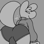  &lt;3 all_fours anthro bulge butt canid canine clothing fox fur looking_at_viewer looking_back male mammal psy_(squishy) smile solo squishy_(artist) sweater tail topwear underwear 