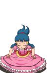  :d alternate_costume blue_hair dawn_(pokemon) flower lowres non-web_source official_alternate_costume pink_flower pokemon pokemon_(anime) pokemon_dppt_(anime) smile tagme white_background 