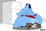  2013 anthro appliance belly big_belly big_butt blue_body blue_fur butt clothing duo felid feline fridge fur hair huge_butt inside kazecat kazecat_(character) kitchen_appliance lion lynx male male/male mammal mark_(tobymaniac) morbidly_obese morbidly_obese_anthro morbidly_obese_male obese obese_anthro obese_male overweight overweight_anthro overweight_male pantherine simple_background size_difference smile spots spotted_body spotted_fur tail tearing_clothing tearing_underwear torn_clothing underwear weight_gain white_background 